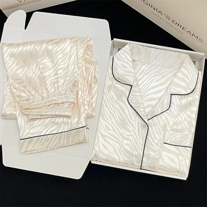 Tiger Print Silk-touch Long Sleeve PJ set