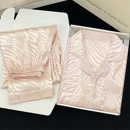 Tiger Print Silk-touch Long Sleeve PJ set