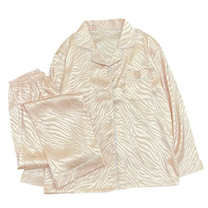 Tiger Print Silk-touch Long Sleeve PJ set