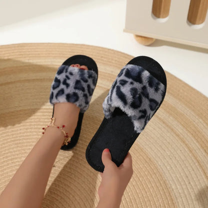 Leopard Plush Slip-ons