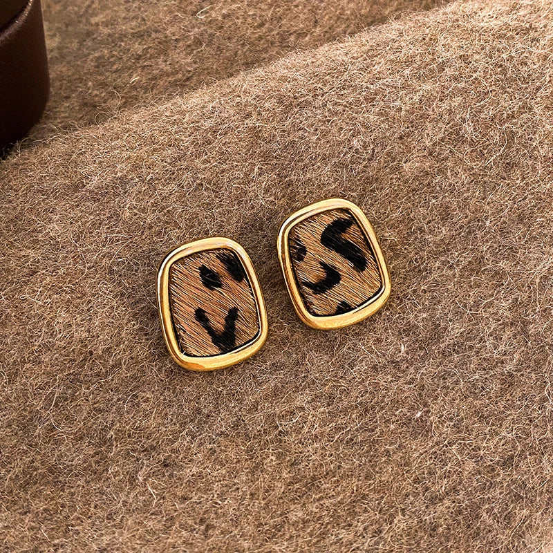 Leopard Print Stud Earrings