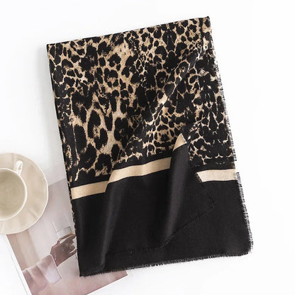 Leopard Print x Black Scarf