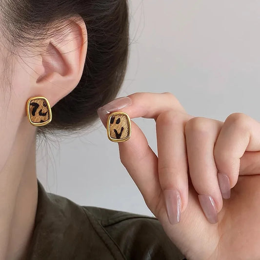 Leopard Print Stud Earrings