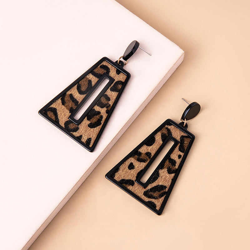 Geometric Leopard Print Earrings