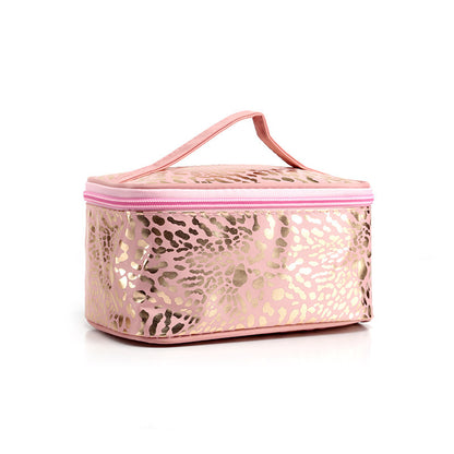 Gold Foil Leopard Print Cosmetic Bag