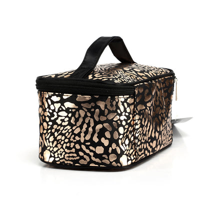 Gold Foil Leopard Print Cosmetic Bag